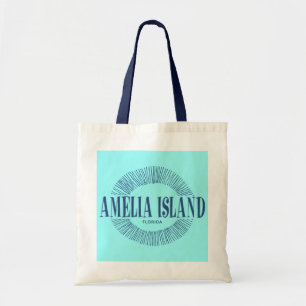 Amelia Island Florida in blau mit Sonnengestaltung Tragetasche