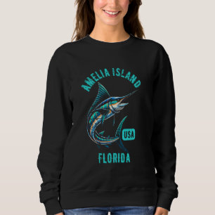 Amelia Island Florida Retro Fisch gestört Sweatshirt