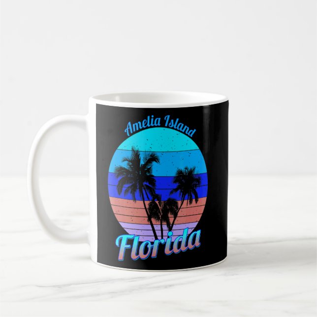 Amelia Island Florida Retro Palm Tree Beach Sommer Kaffeetasse (Links)