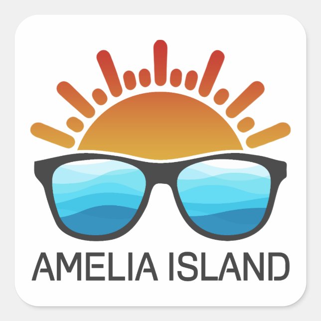 Amelia Island Florida Sonnenbrille Quadratischer Aufkleber (Vorderseite)