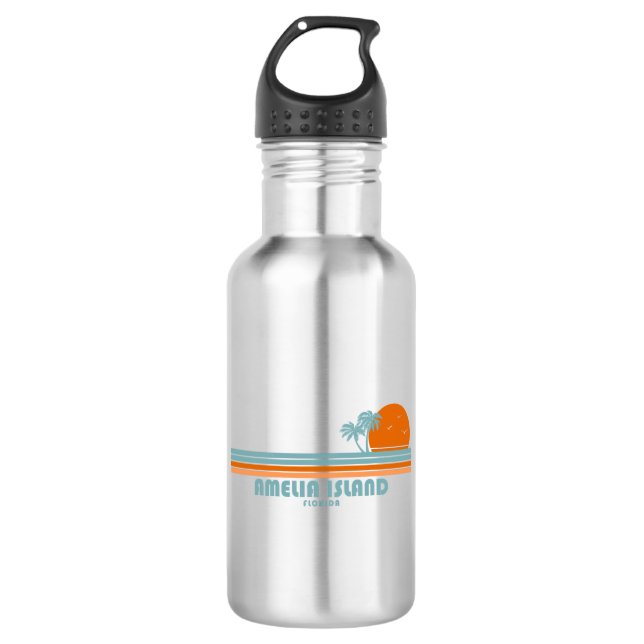 Amelia Island Florida Sun Palm Trees Edelstahlflasche (Vorderseite)