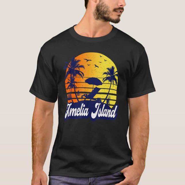 Amelia Island Florida Sunset Beach Retro T-Shirt (Vorderseite)
