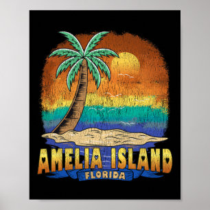 Amelia Island Florida Vintage abgenutzt Souvenir Poster