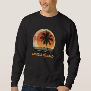 Amelia Island Florida Vintage Strandurlaub Palme Sweatshirt