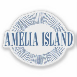 Amelia Island in blau mit Sonnendesign Aufkleber
