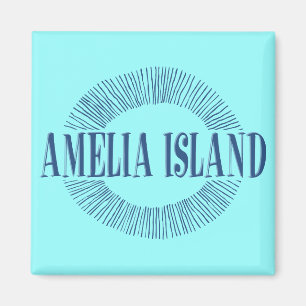 Amelia Island in blau mit Sonnendesign Magnet