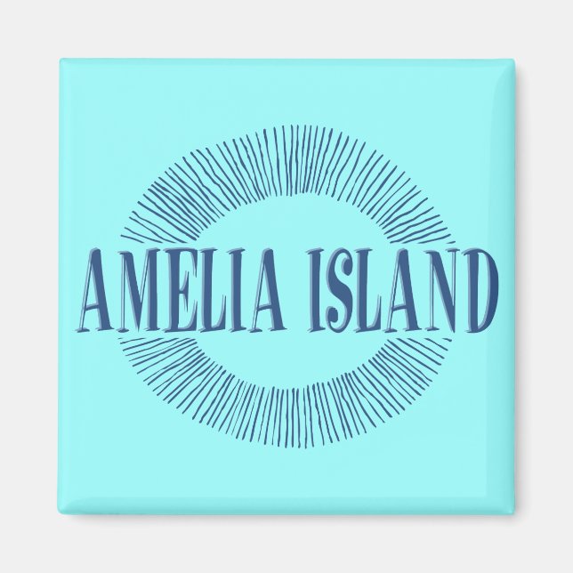Amelia Island in blau mit Sonnendesign Magnet (Vorne)