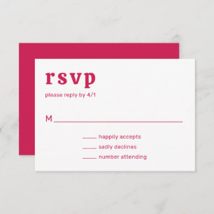 Amelia Magenta Moderne Hochzeit RSVP Karte