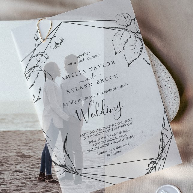 AMELIA Moderne Rustikale Boho Elegante Blumenhochz (AMELIA Modern Rustic Boho Elegant Floral Wedding Vellum Invitations)