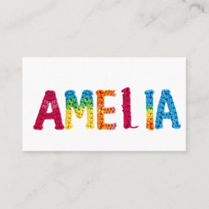 Amelia Name in lebendigem Häkelmuster Visitenkarte