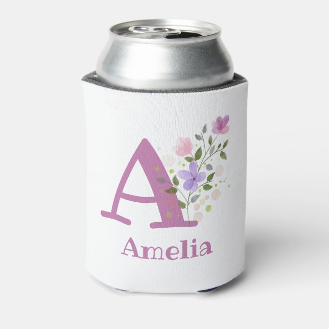 Amelia Name mit floralem Design Dosenkühler (Kanne Rückseite)