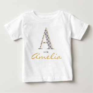 Amelia Name Reveal Letter A ist für Vintages Mädch Baby T-shirt