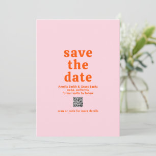 Amelia Orange Pink Moderne Hochzeit Save The Date