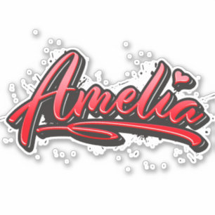 Amelia red Heart Graffiti Aufkleber Sticker
