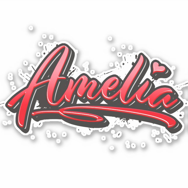 Amelia red Heart Graffiti Aufkleber Sticker (Vorderseite)
