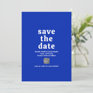Amelia Royal Blue Modern Wedding Save The Date