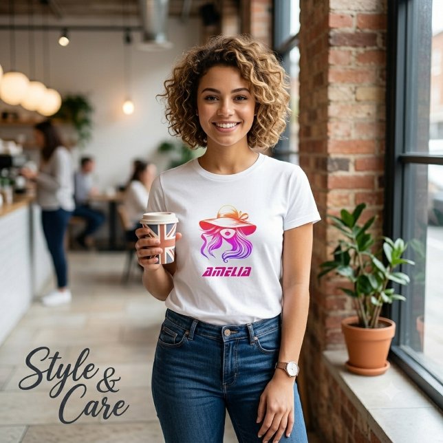 Amelia Stylish T-Shirt (Amelia Name With Female Beauty Image T-Shirt)