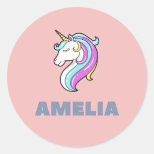 Amelia Unicorn Tote Bag Runder Aufkleber