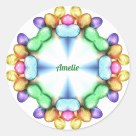 AMELIE ~ EASTER WOW! Hübsche Eier Ostergeburt ~ Runder Aufkleber