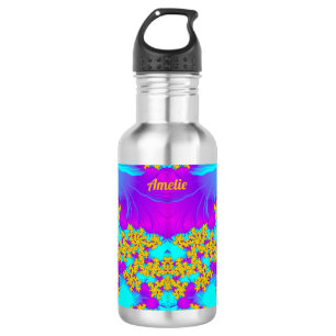 AMELIE~ GLOSSY! ~Türkis Yellow Lila Blue 3D ~ Edelstahlflasche