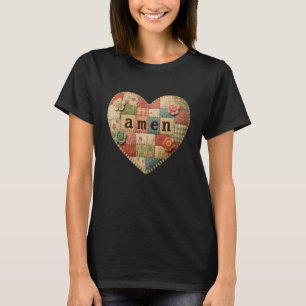 Amen Christlicher Glaube Religiöser Patchwork Kath T-Shirt