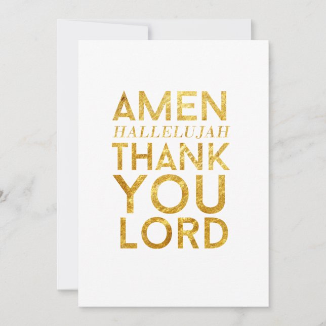 Amen danken Halleluja Ihnen Lord Desk Card Dankeskarte (Vorderseite)