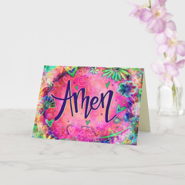Amen Hübsch Pink Whimsical Floral Trendy Karte (Orchidee)