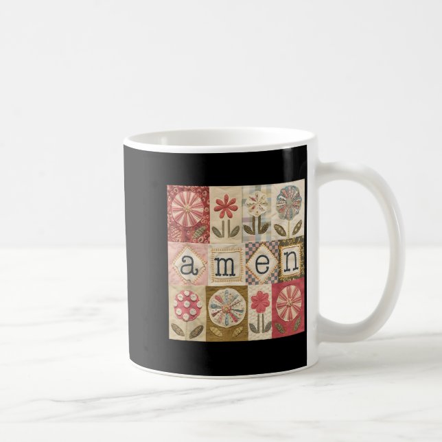 Amen Patchwork-Blume Frohe Ostern Jesus Christlich Kaffeetasse (Rechts)