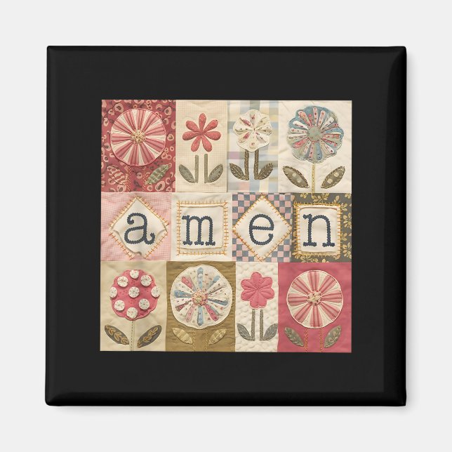 Amen Patchwork-Blume Frohe Ostern Jesus Christlich Magnet (Vorne)