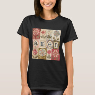 Amen Patchwork-Blume Frohe Ostern Jesus Christlich T-Shirt