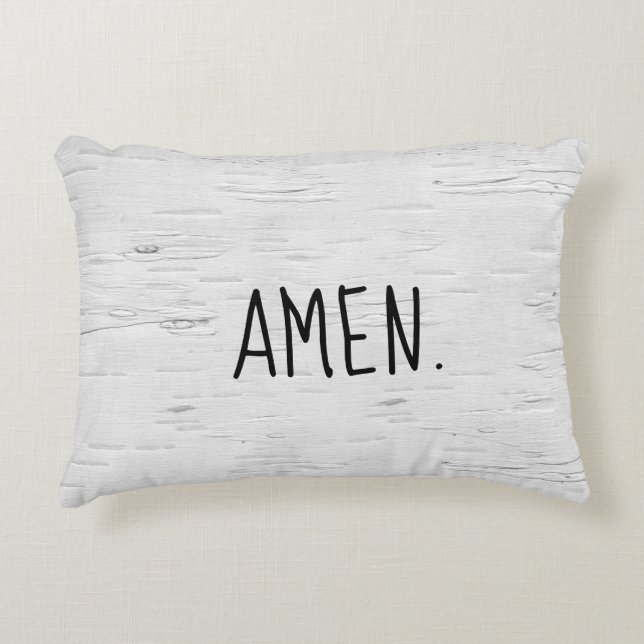 AMEN Text auf Birch Tree Akzent Pillow Dekokissen (Vorderseite)