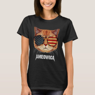 Ameowica Cat Wear Gles Usa Flag Unabhängigkeit Pat T-Shirt