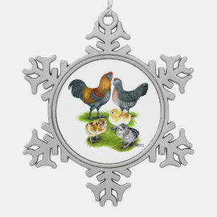 Ameraucana-Hühnersippe Schneeflocken Zinn-Ornament