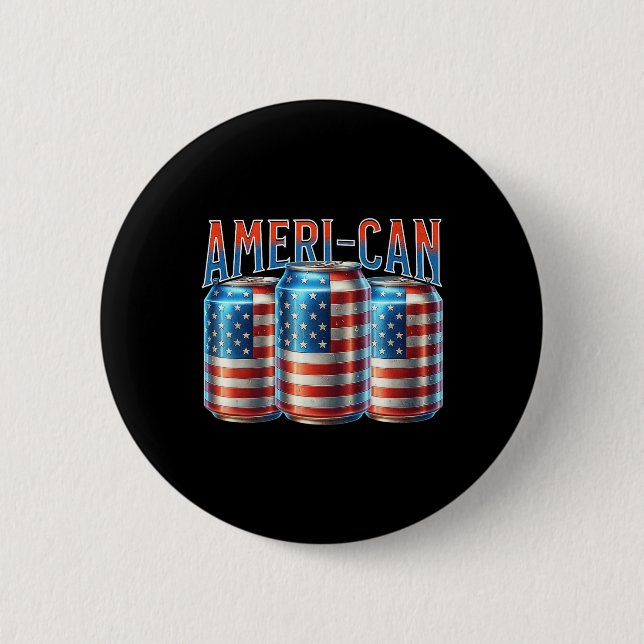Ameri-can Lustige Bierdose Flagge Patriotisch 4. J Button (Vorderseite)