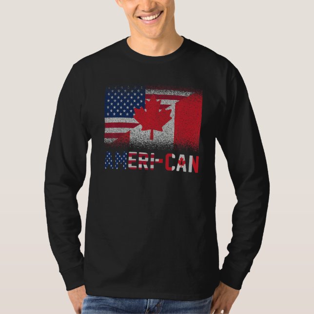 Ameri Can uns Eh America Canada Flag American Cana T-Shirt (Vorderseite)