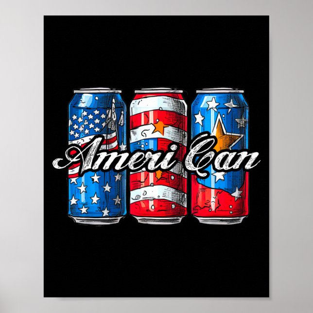 Ameri kann vintage-amerikanische Flagge 4. Juli Poster (Vorne)