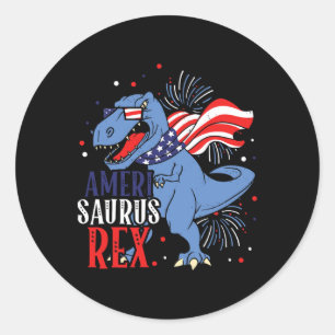 Ameri Saurus Rex 4. Juli Dinosaurier Unabhängigkei Runder Aufkleber