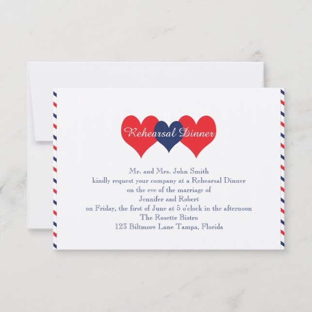 Ameriana Hearts Wedding Probe Einladung (Vorderseite)