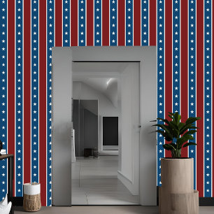 Ameriana Stars & Stripes Vertikales Rotes Blau Tapete