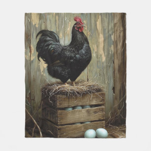 Ameriana Style Malerei eines Schwarzen Hens Fleecedecke