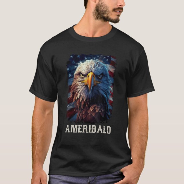 Ameribald American Flag Bald Eagle Independence Da T-Shirt (Vorderseite)