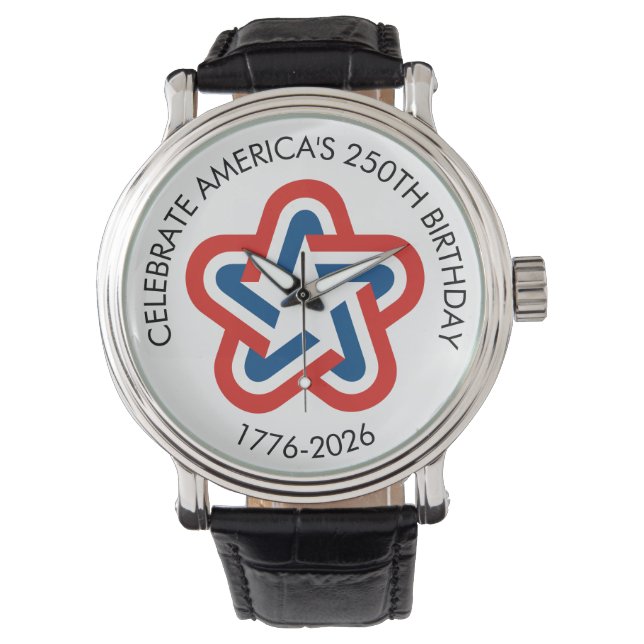 America 250 - 1776-2026 Vintag Star Design Armbanduhr (Vorderseite)