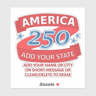 America 250 Add State And Text Patriotic Promo Aufkleber