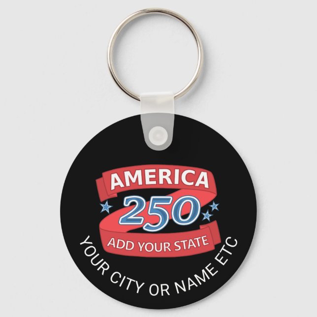 America 250 Add State Create Your Own Patriotic Schlüsselanhänger (Vorderseite)