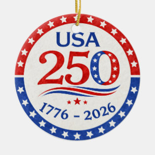 America 250 Aufkleber 1776 2026 Patriotisch USA Keramik Ornament