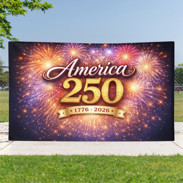 America 250 Banner mit Feuerwerk (Außenbereich)