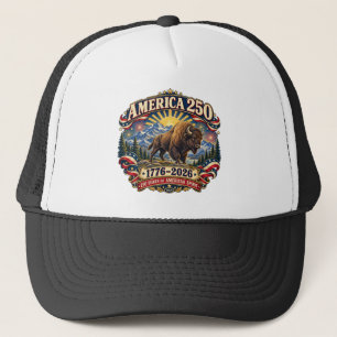 America 250 Bison 1776–2026 Vintage Trucker-Mütze Truckerkappe