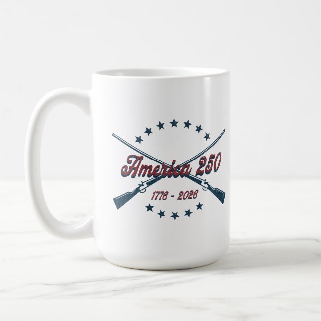 America 250 Crossed Rifles Patriotic 1776-2026 Kaffeetasse (Links)