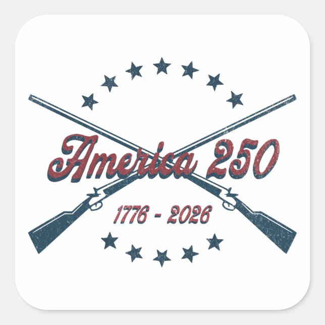America 250 Crossed Rifles Patriotic 1776-2026 Quadratischer Aufkleber (Vorderseite)
