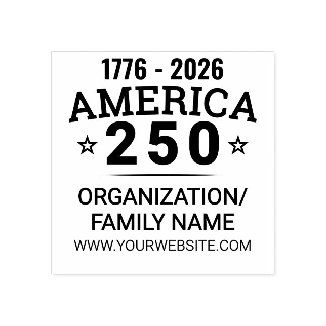 America 250 Custom Family Organisation Business Gummistempel (Prägung)